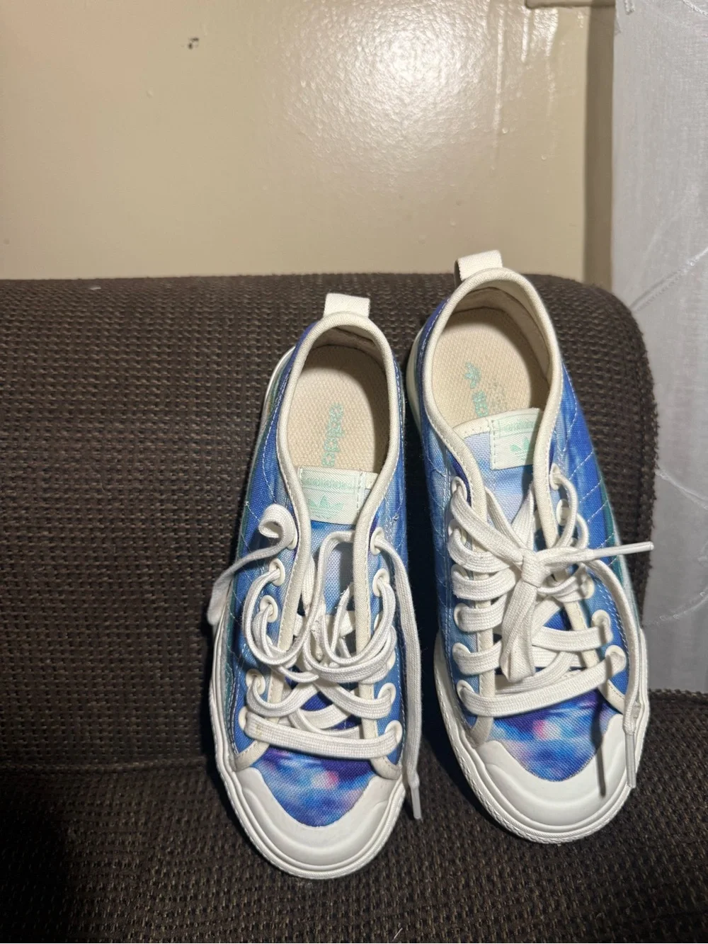 Blue Tie-Dye Canvas Sneakers with Cream Accents